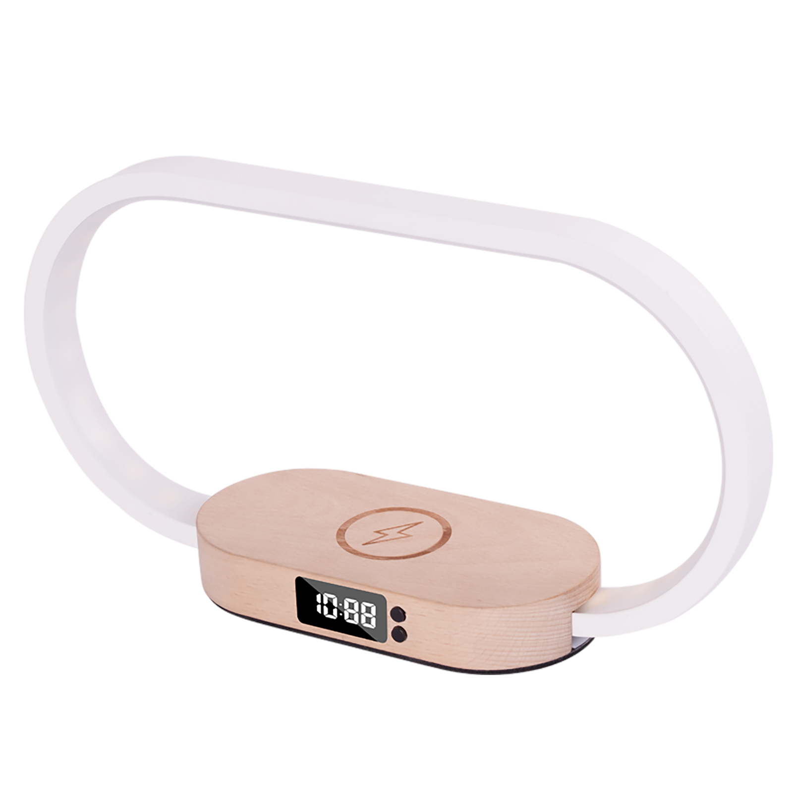 15W Fast Charge Wood Wireless Charging Bedside Lamp with 5V1A USB, 3 Color Temperatures & Stepless Dimming